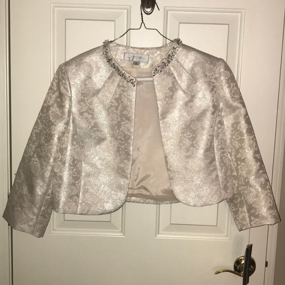 Tahari champagne gold embellished jacket 12 NWT - Picture 2 of 12
